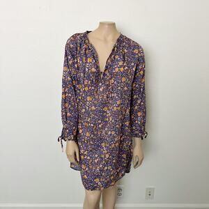 [J. Crew] Midnight Floral Print V-Neck Tunic Coverup Beach Dress Size Small S